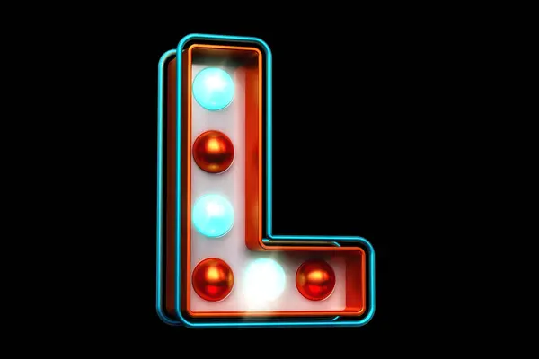 Typeface Letter Copper Blue Glowing Light Bulbs High Quality Rendering — Stock Photo, Image