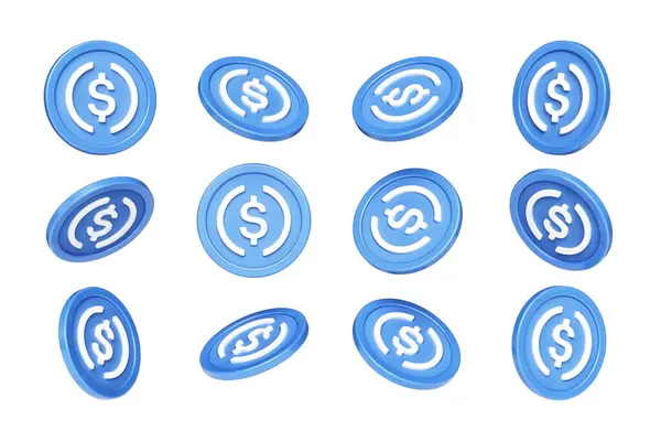 Set Usdc Stablecoin Tokens Viewed Multiple Angles Suitable Creating Compositions — Stock Photo, Image