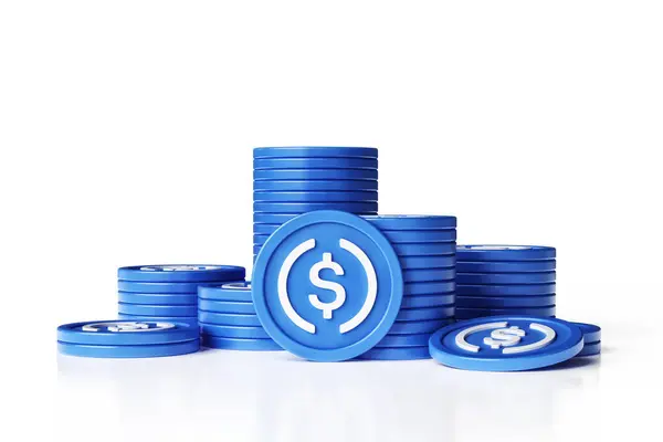 Stacks Stacked Usdc Digital Stable Coins Suitable Cryptocurrency Trading Concepts — Stock Photo, Image