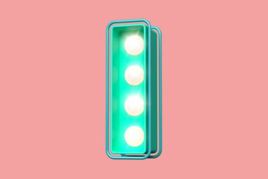 Su yeşili ve ampullü 3D harf I. Yüksek kalite 3B görüntüleme