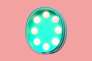 Su yeşili ve açık pembe noktalı 3 boyutlu yazı tipi 0. Yüksek kalite 3B görüntüleme