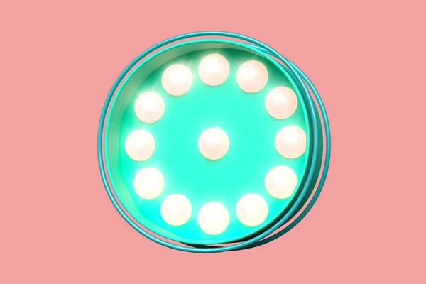 明るいピンク色の点が付いているアクアグリーンの3D文字O 魅力的なライト バルブの玄関先のフォント 高品質の3Dレンダリング — ストック写真