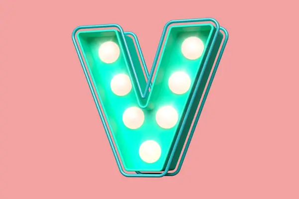 Typeface Letter Aqua Green Pinkish Light Bulbs High Quality Rendering — Stock Photo, Image