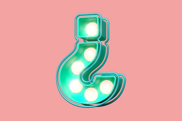 Light Bulb Marquee Shape Question Mark Teal Soft Pink High — Stock Photo, Image