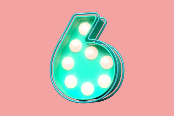 Typography Bulb Marquee Digit Number Teal Soft Pink High Quality — Stock Photo, Image