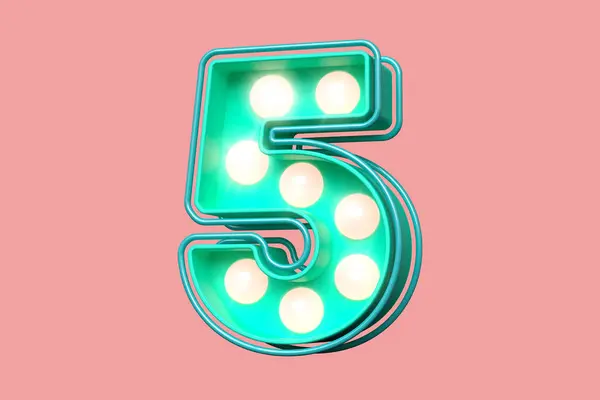 Lightbox Teken Typografie Cijfer Nummer Het Blauw Met Zachte Roze — Stockfoto