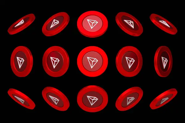 Set Isolated Tron Trx Cryptocurrency Tokens Different Angles Ideal Composing — Stock Photo, Image