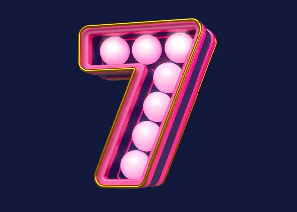 Lovely Marquee Light Bulb Typeset Digit Number Pink Gold Blue — Stock Photo, Image