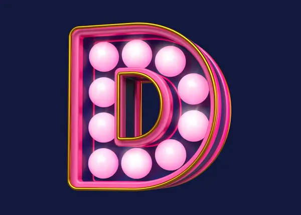 ピンク ゴールド ダークブルーの3Dマークのサインタイプフェイス文字D 高品質の3Dレンダリング — ストック写真
