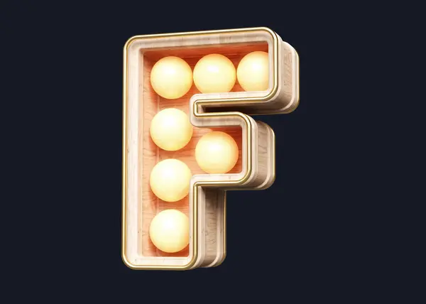Marquee Light Bulbs Letter Made Wood Vintage High Quality Rendering — Stock Photo, Image
