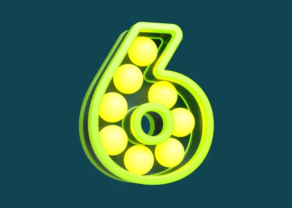 Typography Marquee Bulb Digit Number Green Yellow High Quality Rendering — Stock Photo, Image