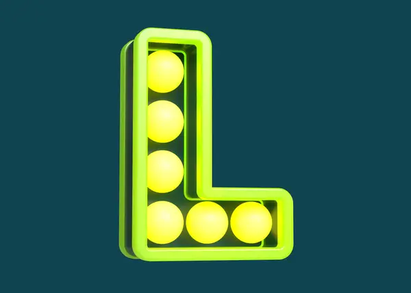 黄色と緑のマーキーフォント文字L 高品質の3Dレンダリング ストック画像