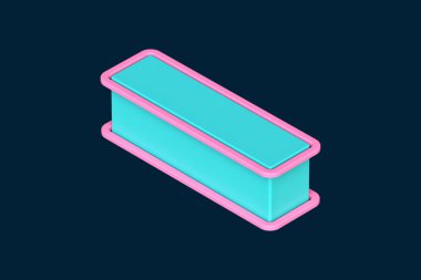 Üst Manzara 3 boyutlu I harfi turkuaz ve pembe. Isometric 3D görüntü tipografisi poster, web, reklamcılık ve modern tasarım projeleri için uygundur