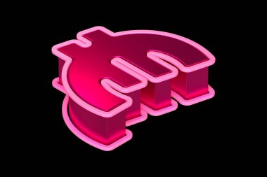 Üst manzara 3D Euro sembolü parlak pembe. Isometric yazı tipi. Yüksek kalite 3B görüntüleme