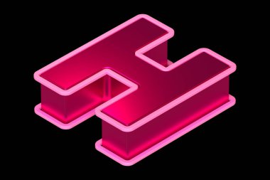 Isometric 3D H harfi parlak pembe. 3B görüntüleme yazı tipi poster, web, reklam ve modern tasarım projeleri için uygundur.