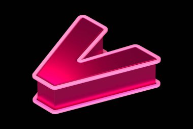 Parlak pembe 3D V harfi. Üst görünüm izometrik 3D yazı tipi poster, web, reklamcılık ve modern tasarım projeleri için uygundur