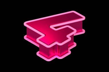 Parlak pembeler içinde 3 boyutlu 4 numara uzanıyor. Isometric 3D yorumlama poster, web, reklam ve modern tasarım projeleri için uygun tipografi