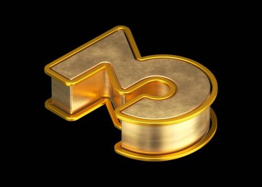 Altın metin tarzı 3D harfler poster, web, reklam ve modern tasarım projeleri için uygun. 3 numaralı altın rengi Isometric..