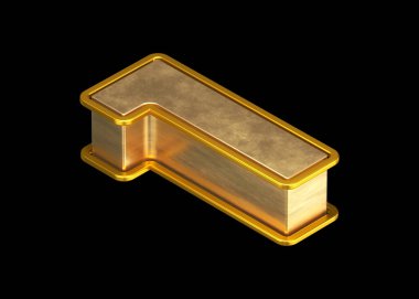 Poster, web, reklam ve modern tasarım projeleri için uygun 3 boyutlu altın yazı tipi. Yüksek kalite 3D görüntüleme. Isometric numara 1.