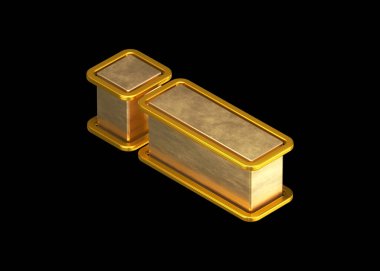 Ünlem işareti 3D altın simgesi. Isometric bakış açısı 3D görüntüleme yazı tipi poster, web, reklamcılık ve modern tasarım projeleri için uygundur.