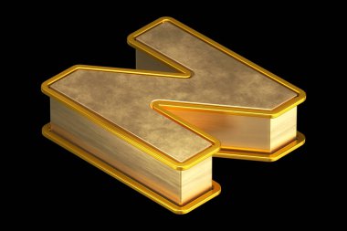 Isometric 3D N harfi eski altın. Üst görünüm 3D görüntüleme yazı tipi poster, web, reklam ve modern tasarım projeleri için uygundur.