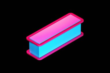 3 boyutlu Isometric I harfi mor-pembe gradyan ve mavi kenarlı. Poster, web, reklam ve modern tasarım projeleri için uygun 3B yazı tipi hazırlama.