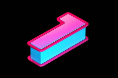 Mavi ve pembe Isometric 3D numara. Siberpunk 3D tipografi poster, web, reklam ve modern tasarım projeleri için uygundur