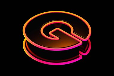 Renkli neon hatlı izometrik görünümlü 3D G harfi. 3B canlı görüntüleme yazı tipi poster, web, reklam ve modern tasarım projeleri için uygundur.