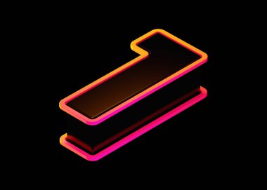 Isometric 3D numara siyahlı, turuncudan pembe ışıltıya. 3D canlı tipografi poster, web, reklam ve modern tasarım projeleri için uygundur