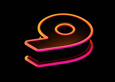 3 boyutlu siyah, turuncu-pembe floresan dış hatlarıyla aydınlatılmış. Poster, web, reklam ve modern tasarım projeleri için uygun 3B yazı tipi hazırlama