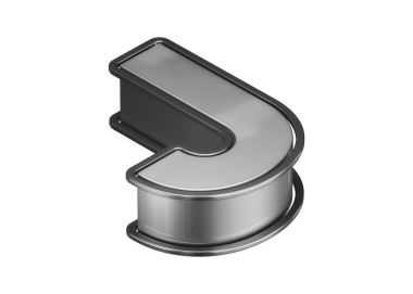 Gümüş yazı tipi 3 boyutlu J harfi üstten. Poster, web, reklam ve çağdaş tasarım projeleri için uygun Isometric 3D yorumlama yazı tipi.