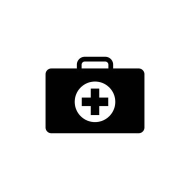 İlk yardım kutusu vektör simgesi, tıbbi kit simgesi