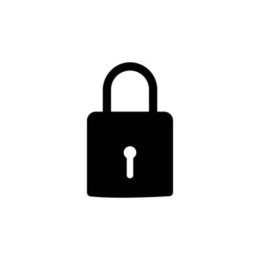 asma kilit simgesi düz stili, izole ve modaya uygun beyaz arkaplan