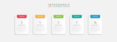 5 aşamalı, opsiyonlu, parçalı ya da süreçli bilgi için yaratıcı bir kavram. İş veri görselleştirmesi