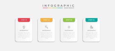 4 aşamalı, opsiyonlu, parçalı ya da süreçli bilgi için yaratıcı bir kavram. İş veri görselleştirmesi