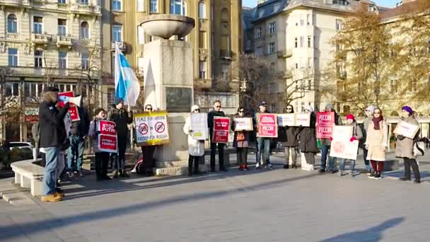 Βουδαπέστη Fvm 1056 Ουγγαρία Ιανουαρίου 2024 Αντιπολεμική Διαδήλωση Στο Κέντρο — Αρχείο Βίντεο
