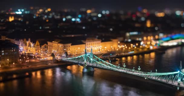 Paisaje Vista Noche Budapest Desde Cubierta Observación Citadella Time Lapse — Vídeos de Stock