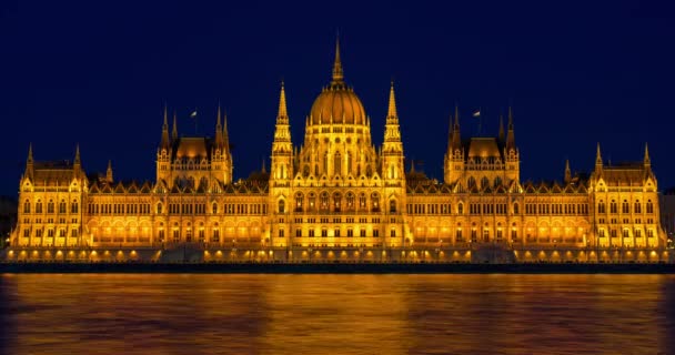 Будапешт Угорщина Квітня 2024 Будівля Парламенту Вночі Переплетення Часу Часові — стокове відео