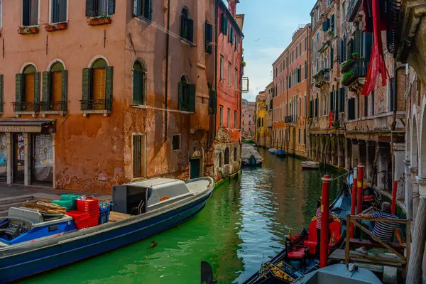 stock image Venice, Italy - June 04, 2024: The Gandolier is waiting for tourists. Popular tourist attractions in Venice.