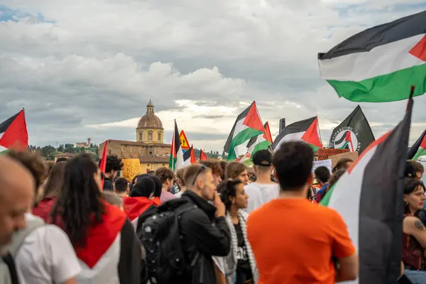 stock image Florence, Italy - June 02, 2024: Pro-Palestinian rally in the downtown.