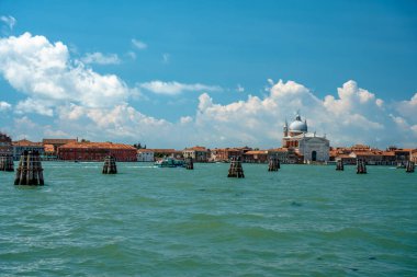 Venice, Italy - June 05, 2024: Cityscape view. Il Redentore on the background. clipart