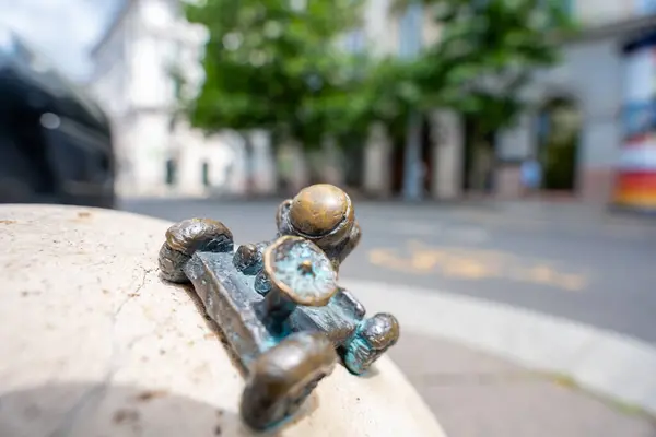 stock image Budapest, Hungary: June 16, 2024: Kolodko moonwalker on moon rover mini sculpture.