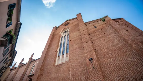 stock image Verona, Italy - June 06, 2024: Basilica di Santa Anastasia. Bottom to top view.