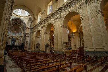 Catania, İtalya - 18 Mayıs 2024: St. Agatha Katedrali, iç mekan.