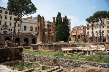 Roma, İtalya - 29 Mayıs 2024: Largo di Torre Arjantin 'deki Antik Harabeler.