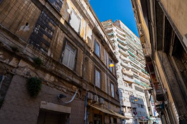 Naples, Italy - May 23, 2024: Capturing the Essence of Naples: A Wide Angle bottom to top View. clipart