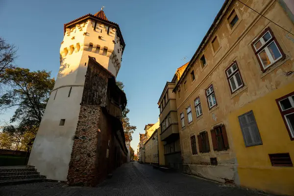 Sibiu, Romanya - 23 Ekim 2024: Kereste ve Taş: Transilvanya 'da 15. yüzyıl Lonca Nöbetçisi