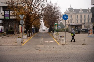 Gyor, Macaristan - 11 Kasım 2024: Baross Gabor Caddesi, Gyor Şehir Merkezi