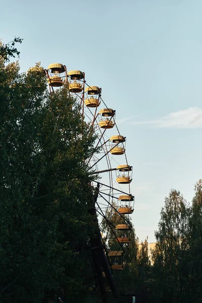 Tjernobyl Ferries Wheel Fairground Utsikt Över Kraftverket Pripyat Ukraina — Stockfoto