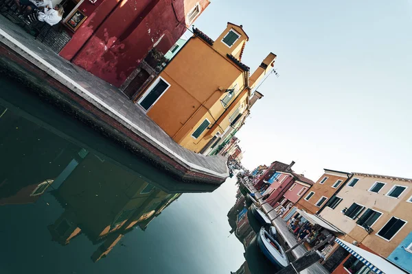 Burano Murano Daki Parlak Renkli Evler Venedik Sokakları Talya — Stok fotoğraf
